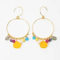 取扱店は やる気のない猫フープピアスฅ´´ オレンジ瑪瑙天然石