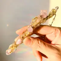 在庫切れ】 【人魚姫✖️ローズクォーツクリスタルワンド】天然石 愛の