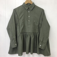 point de Japon / Pintuck Gathered Top / Khaki Green