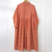 point de Japon / Pintuck Gathered Shirt Dress / Smoky Pink