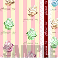 アフタヌーンティーシリーズ１カップケーキ 包装紙pc壁紙サイズ Banana Mint