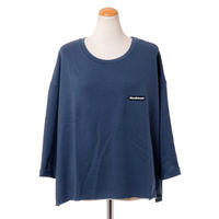 インポートブランド import brand /Liv bergen(リヴ・ベルゲン) パッチ付き八部袖袖カットソー コットンストレッチ ブルー