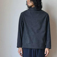 【タートルネックが苦手な方へ】LA MOND ラモンド ウォーム素材 リラックス ハイネックカットソー チャコール/ブラウン/ブラック