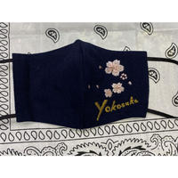 【安心の日本製】桜 さくら Sakura 和柄 立体マスク 刺しゅう 藍染 Yokosuka 横須賀 スカマスク 綿100%
