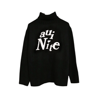 irregular logo turtle neck knit