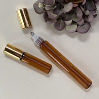 １０ml 遮光瓶 ロールオンボトル　ゴールドキャップ　日本製（金冠キャップ）【遮光　レッスン　香水　フレグランス　アロマ　調香】