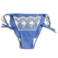 Hemp organic cotton shorts【Ｆ】水色/ホワイトレース