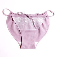 Hemp organic cotton shots(夏用前結びタイプ)【F】くすみピンク/白レース