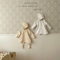 【monbebe】frill waffle  rompers (bonnet set) (mo24)
