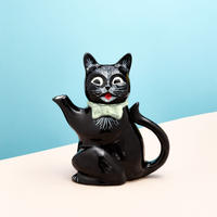 残りわずか★Black Cat Tea Pot "CHARLIE" / 英国製キャット・ティーポット  "チャーリー"(Green Bow)