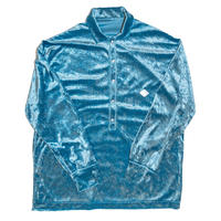 CRUSHED VELOURS LONG SLEEVE POLO SHIRT(BLU)