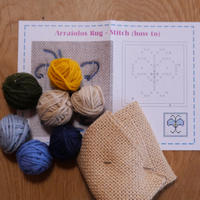 アライオロス刺繍キット　青い花の小さな敷物Ａ