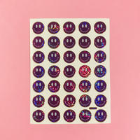 スマイル 紫 ② キラキラ シール  SMILE STICKER PURPLE