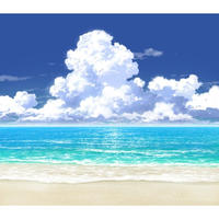 イラスト背景 合作 時差雲01 海07 彩玉のpsd背景素材shop