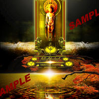 阿弥陀如来 森羅万象 ４つ切りワイドサイズ額入り Japanese Original