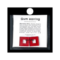 acrylic【スクエア小 レッド】GUM EARRING parts アクリリック 坂雅子