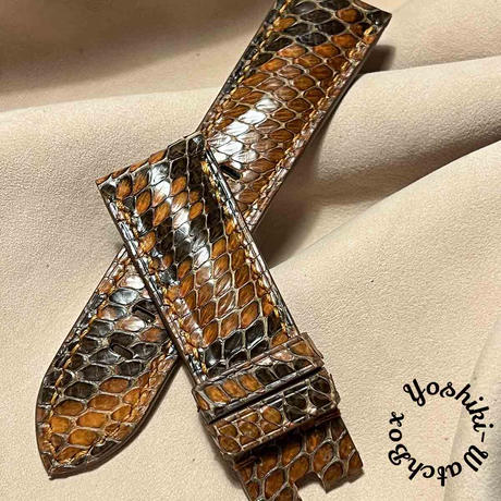 絶妙なデザイン pyt-168 パイソン (ラグ幅18mm) ブラウン 腕時計ベルト