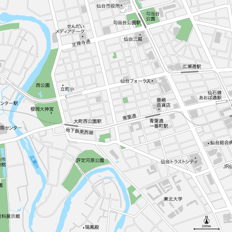 宮城 仙台 マップ PDFデータ | 地図素材をダウンロードにて販売するお店|今八商店