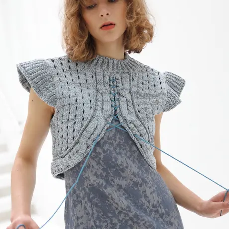 かわいい～！」 AOI WANAKA アブストラクトプリントシャツ&レース