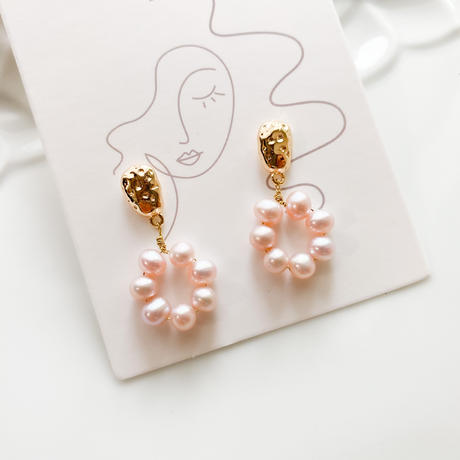 サークルパールピアス ピンクパール Anviee Store