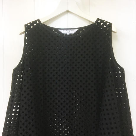 point de Japon / Flared Lace Top / Black