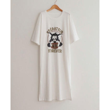 トムとジェリーロングtシャツワンピース ホワイト 160のみ Cachecache609