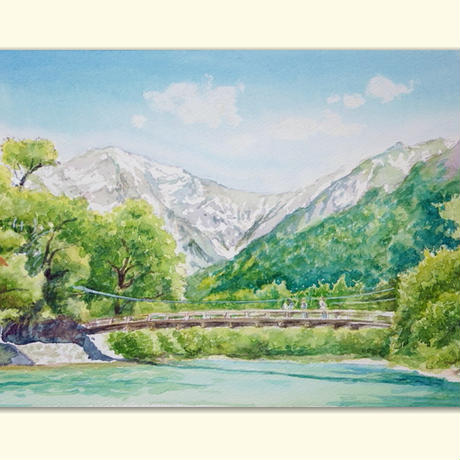 sale【ART】瀬良風華真筆(上高地の清流梓川)サムホール sale【ART】瀬良風香真筆(上高地の清流と穂高)4号