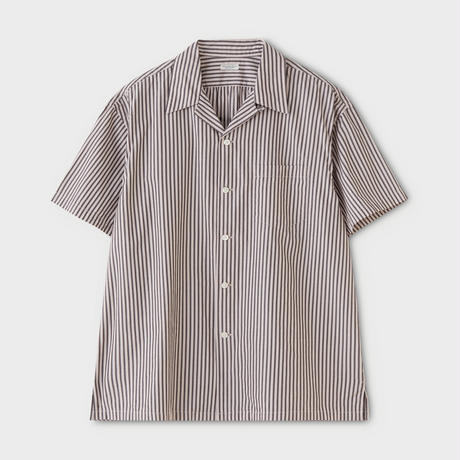 PHIGVEL‐MAKERS Co. -BACK GATHERING SS SHIRT- (desert rose×brown gray stripe)