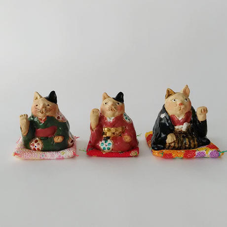 ささきようこさん作 陶人形 招き猫 桜ブチ 右手挙げ ささきようこさん作 陶人形 招き猫 桜ブチ 右手挙げ