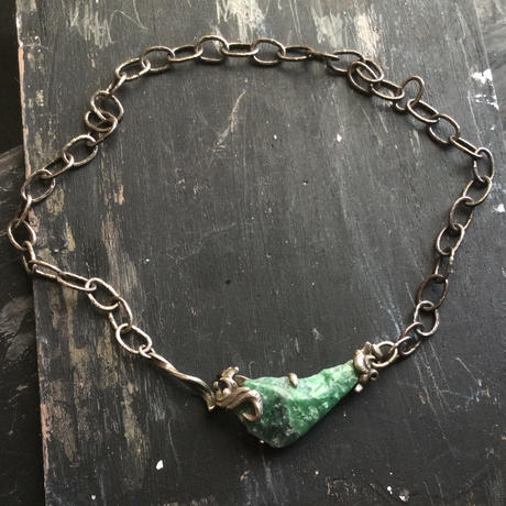 ラフ翡翠 自作チェーンネックレス Gasbuner