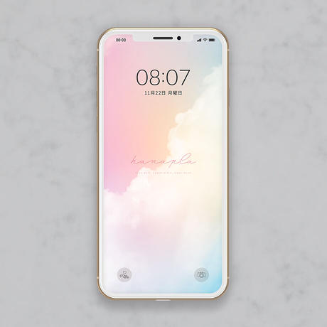 シンプルデザイン パステル調のレインボーな空と雲 スマホ壁紙 Hanapla Hana