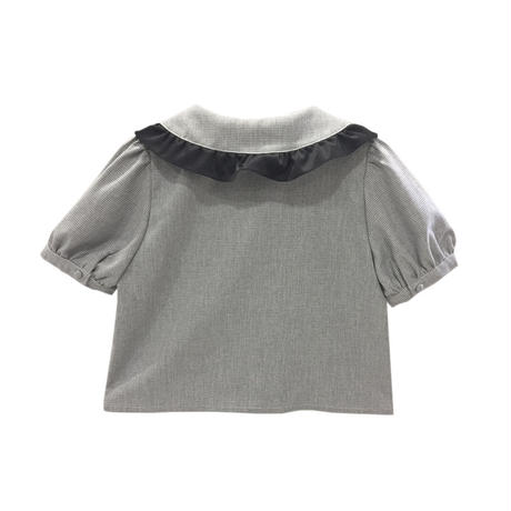 172SH11【再入荷】【Mieux】細チェックサテンフリルシャツ