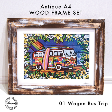 art print wood frame set chocolate brown ic