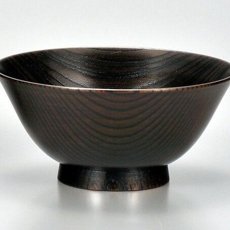 山中塗　嘉匠菴オリジナル商品 　欅4.1飯茶椀　黒摺　SO-329