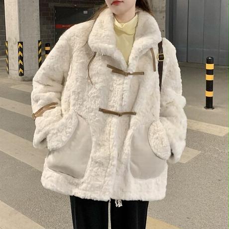 ボアジャケット ボアブルゾン  ゆったり アウター ビックシルエット 体型カバー シンプル レトロ 韓国ファッション レディース 大人可愛い ガーリー カジュアル DTC-658290946224