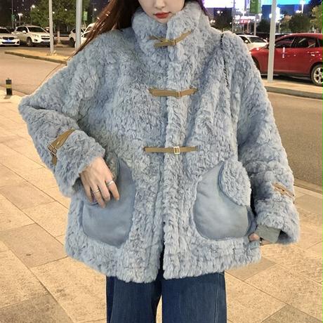 ボアジャケット ボアブルゾン  ゆったり アウター ビックシルエット 体型カバー シンプル レトロ 韓国ファッション レディース 大人可愛い ガーリー カジュアル DTC-658290946224