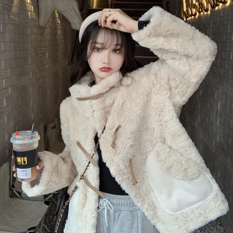 ボアジャケット ボアブルゾン  ゆったり アウター ビックシルエット 体型カバー シンプル レトロ 韓国ファッション レディース 大人可愛い ガーリー カジュアル DTC-658290946224