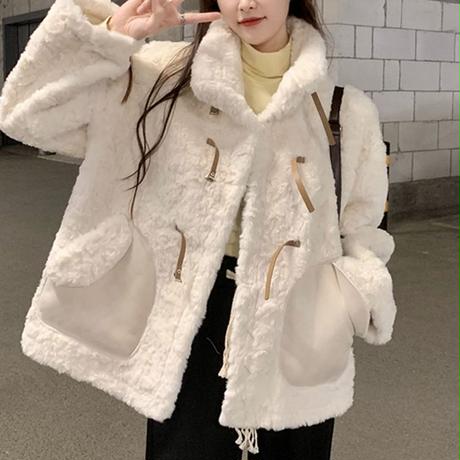 ボアジャケット ボアブルゾン  ゆったり アウター ビックシルエット 体型カバー シンプル レトロ 韓国ファッション レディース 大人可愛い ガーリー カジュアル DTC-658290946224