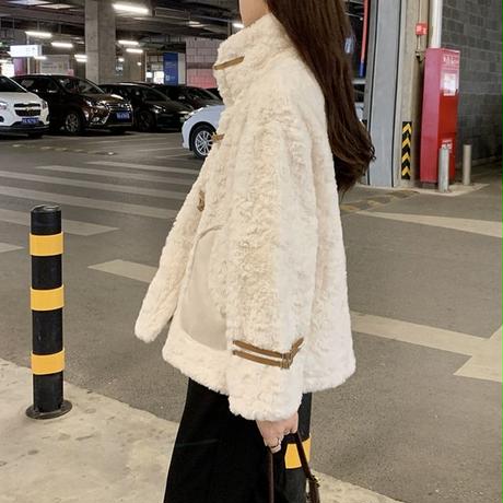 ボアジャケット ボアブルゾン  ゆったり アウター ビックシルエット 体型カバー シンプル レトロ 韓国ファッション レディース 大人可愛い ガーリー カジュアル DTC-658290946224