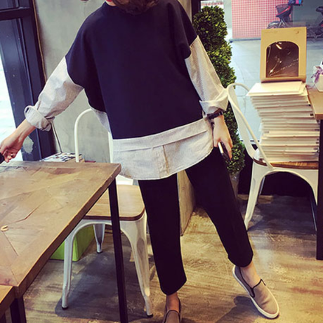 トップス ニット シャツ レディース レイヤード風 重ね着 きれいめ 大人カジュアル オフィス