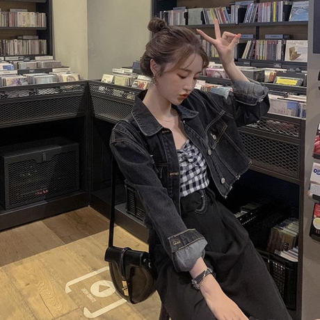 デニムセットアップ Gジャンとデニムスカートのカジュアル可愛いツーピース Hdfks