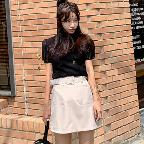 ワンピース セットアップ 可愛いパフスリーブのトップスとカジュアルスカートのツーピース Hdf