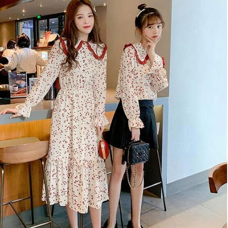 ワンピース 赤いハートがとってもフェミニンガーリーで可愛いブラウスとワンピース Hdfks96