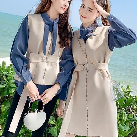 ワンピース 春色or秋色あり ブラウスとコートワンピースorベストの可愛い組み合わせ Hdf