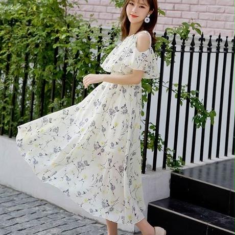 ワンピース とっても花柄可愛い人気のデザインのゆるふわミモレワンピ Hdfks