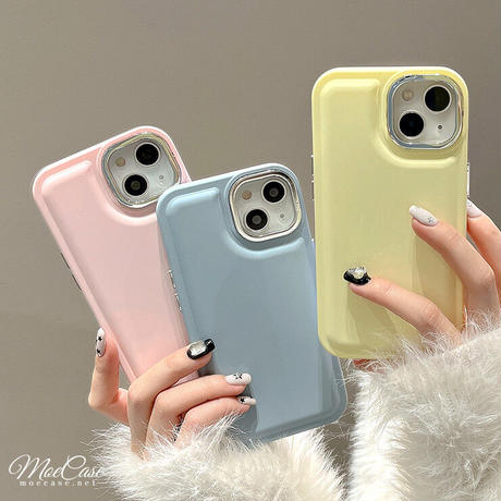 高級感韓国風 iPhone14/13ケース 淡色 アイフォン13/12/11カバー メッキレンズ枠/ボタン シンプル 頑丈 [M2903]