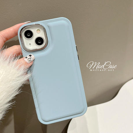高級感韓国風 iPhone14/13ケース 淡色 アイフォン13/12/11カバー メッキレンズ枠/ボタン シンプル 頑丈 [M2903]