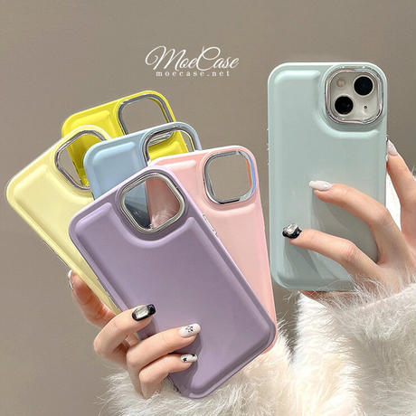 高級感韓国風 iPhone14/13ケース 淡色 アイフォン13/12/11カバー メッキレンズ枠/ボタン シンプル 頑丈 [M2903]