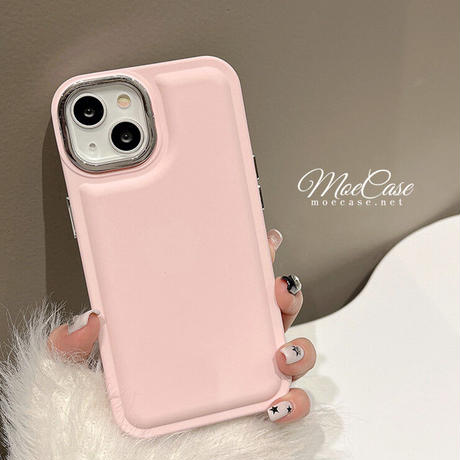 高級感韓国風 iPhone14/13ケース 淡色 アイフォン13/12/11カバー メッキレンズ枠/ボタン シンプル 頑丈 [M2903]