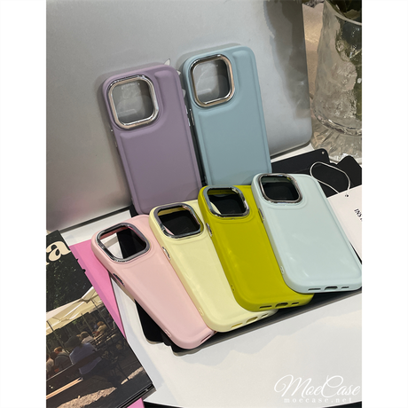 高級感韓国風 iPhone14/13ケース 淡色 アイフォン13/12/11カバー メッキレンズ枠/ボタン シンプル 頑丈 [M2903]